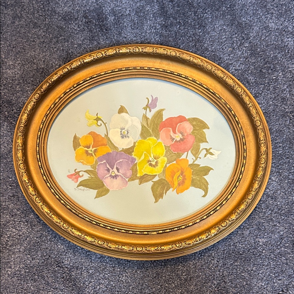 Vintage Art painted & signed by S.Striplin. Framed in Bon Aire, Va. Circa 1980.